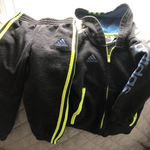 Adidas 18 month charcoal grey sweat suit.